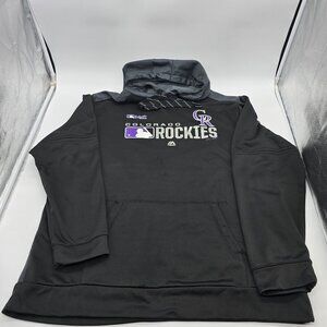 Colorado Rockies Majestic Black Hoodie Sweatshirt Medium MLB Logo Fan Gear